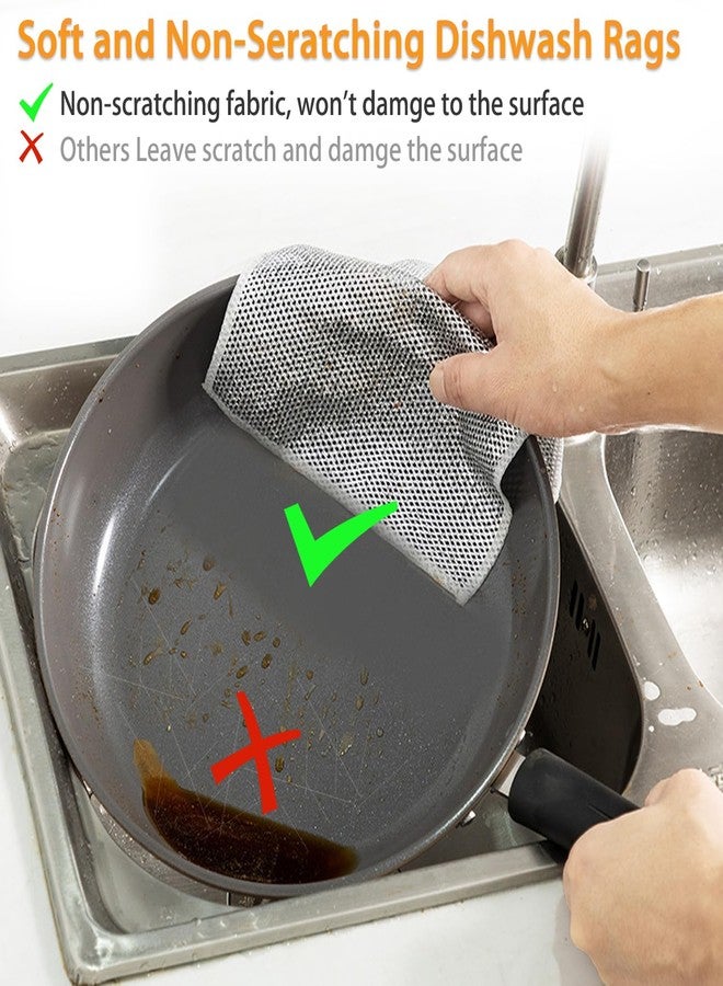 ULIOLI 10Pcs Non Scratch Wire Dishcloth Double Layer,Multipurpose Wire Dishwashing Rag for Wet and Dry Dish, Non-Scratch Silver Dish Rags for Washing Dishes Kitchen Home - Image 3